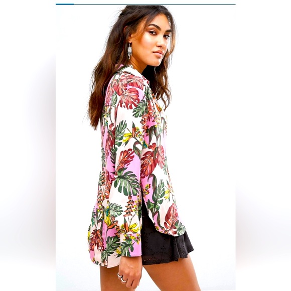 EUC Free People Under The Palms Button Down Shirt - Floral Print - Picture 2 of 8